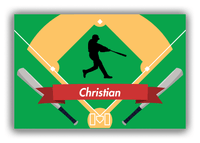 Thumbnail for Personalized Baseball Canvas Wrap & Photo Print XXXIX - Green Background - Silhouette VI - Front View