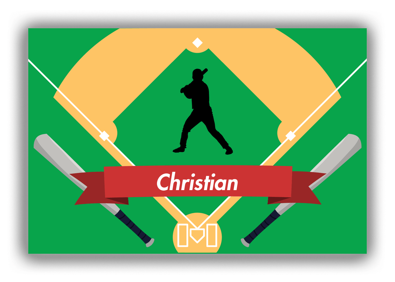 Personalized Baseball Canvas Wrap & Photo Print XXXIX - Green Background - Silhouette VII - Front View
