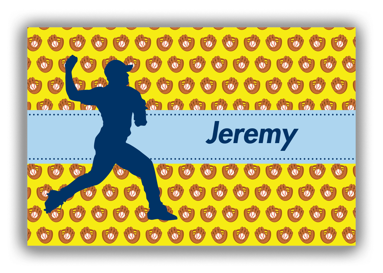 Personalized Baseball Canvas Wrap & Photo Print XLI - Yellow Background - Silhouette II - Front View