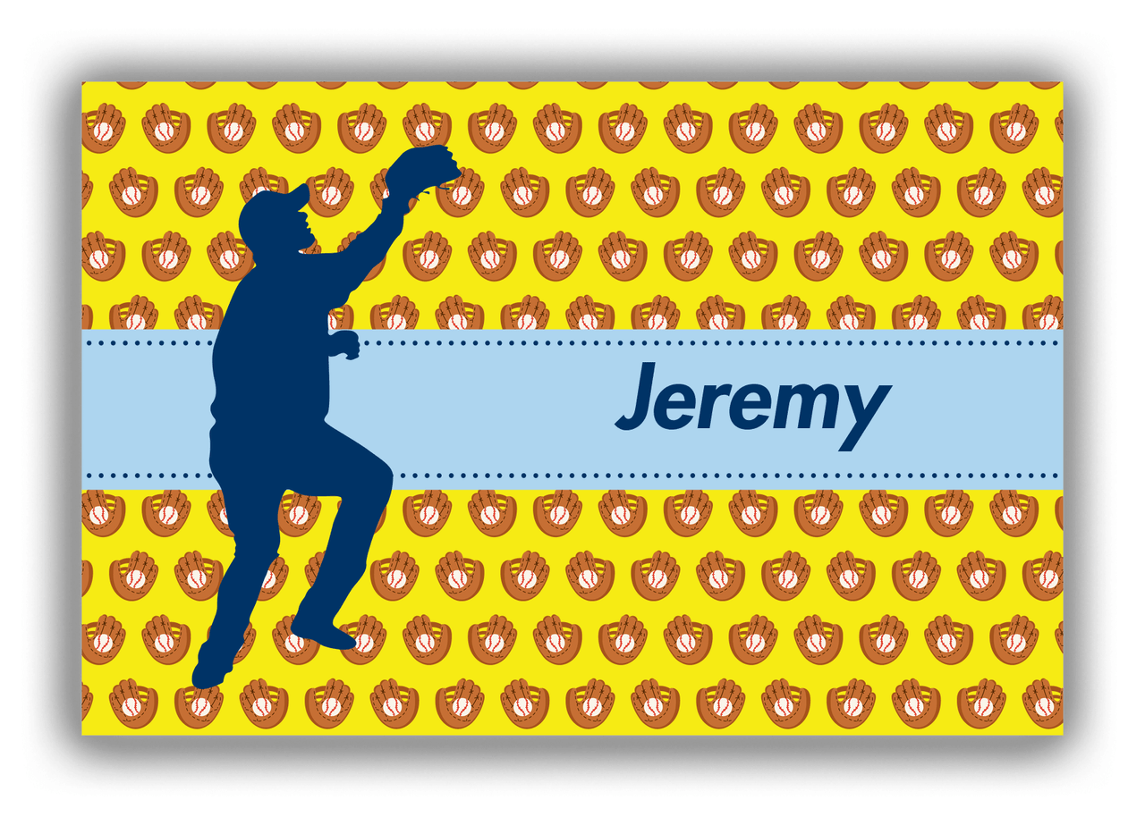 Personalized Baseball Canvas Wrap & Photo Print XLI - Yellow Background - Silhouette IV - Front View