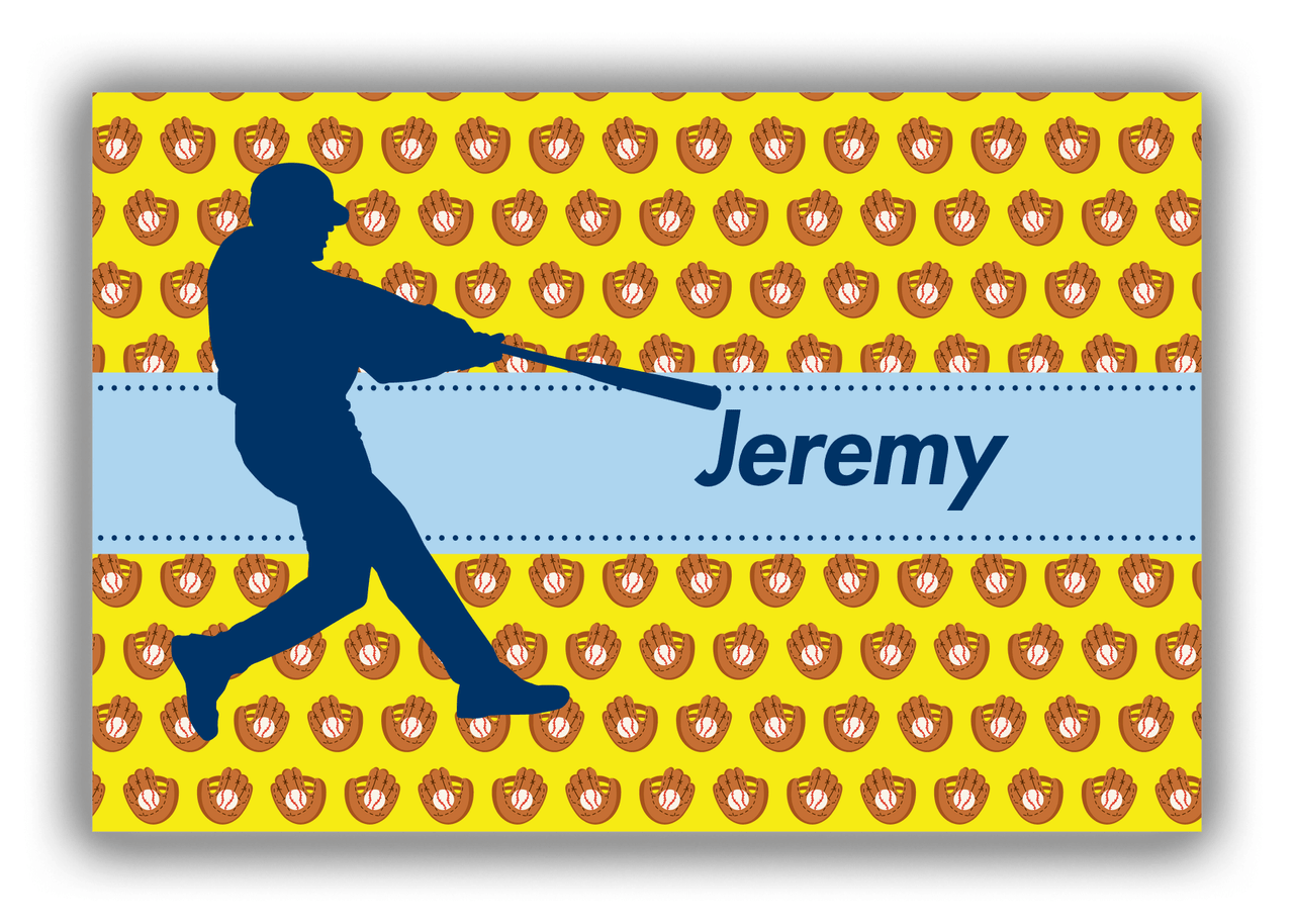 Personalized Baseball Canvas Wrap & Photo Print XLI - Yellow Background - Silhouette VI - Front View