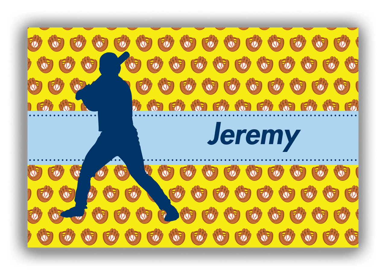 Personalized Baseball Canvas Wrap & Photo Print XLI - Yellow Background - Silhouette VII - Front View