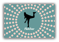 Thumbnail for Personalized Baseball Canvas Wrap & Photo Print XLII - Teal Background - Silhouette I - Front View