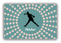 Thumbnail for Personalized Baseball Canvas Wrap & Photo Print XLII - Teal Background - Silhouette III - Front View