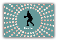 Thumbnail for Personalized Baseball Canvas Wrap & Photo Print XLII - Teal Background - Silhouette V - Front View