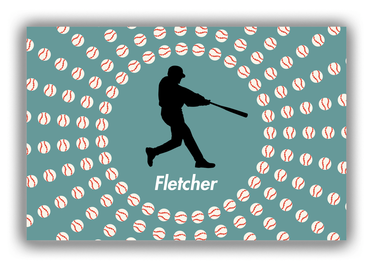 Personalized Baseball Canvas Wrap & Photo Print XLII - Teal Background - Silhouette VI - Front View