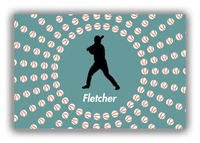 Thumbnail for Personalized Baseball Canvas Wrap & Photo Print XLII - Teal Background - Silhouette VII - Front View