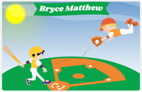 Thumbnail for Personalized Baseball Placemat III - Blue Background - Black Hair Boy At Bat -  View
