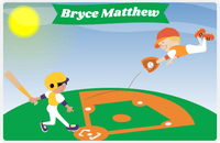 Thumbnail for Personalized Baseball Placemat III - Blue Background - Black Hair Boy At Bat II -  View