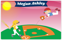 Thumbnail for Personalized Baseball Placemat IV - Red Background - Blonde Girl At Bat -  View