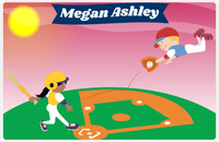 Thumbnail for Personalized Baseball Placemat IV - Red Background - Black Girl At Bat -  View