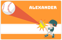 Thumbnail for Personalized Baseball Placemat V - Orange Background - Redhead Boy -  View