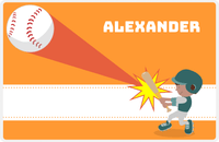 Thumbnail for Personalized Baseball Placemat V - Orange Background - Black Boy -  View