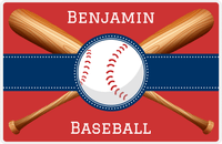 Thumbnail for Personalized Baseball Placemat VII - Red Background - Baseball & Bats -  View