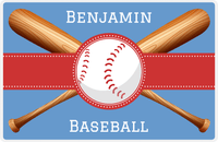 Thumbnail for Personalized Baseball Placemat VII - Blue Background - Baseball & Bats -  View