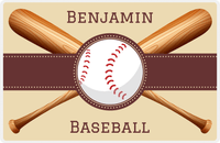 Thumbnail for Personalized Baseball Placemat VII - Brown Background - Baseball & Bats -  View