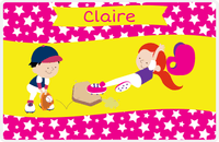 Thumbnail for Personalized Baseball Placemat VIII - Pink Background - Redhead Girl -  View