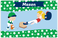 Thumbnail for Personalized Baseball Placemat IX - Green Background - Blond Boy -  View