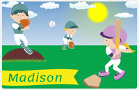 Thumbnail for Personalized Baseball Placemat XII - Blue Background - Blonde Girl -  View