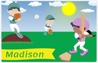 Thumbnail for Personalized Baseball Placemat XII - Blue Background - Black Girl -  View
