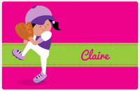 Thumbnail for Personalized Baseball Placemat XVI - Pink Background - Black Hair Girl III -  View