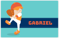 Thumbnail for Personalized Baseball Placemat XVII - Blue Background - Redhead Boy -  View