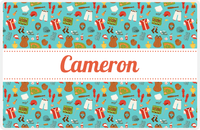 Thumbnail for Personalized Baseball Placemat XX - Teal Background - Ribbon Nameplate -  View