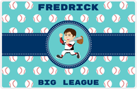 Thumbnail for Personalized Baseball Placemat XXVIII - Teal Background - Brown Hair Boy -  View