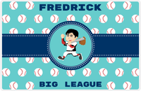 Thumbnail for Personalized Baseball Placemat XXVIII - Teal Background - Black Hair Boy -  View