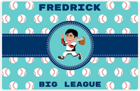 Thumbnail for Personalized Baseball Placemat XXVIII - Teal Background - Black Hair Boy III -  View