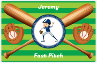 Thumbnail for Personalized Baseball Placemat XXXII - Green Background - Black Hair Boy II -  View