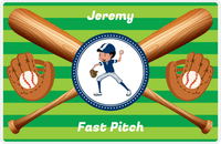 Thumbnail for Personalized Baseball Placemat XXXII - Green Background - Black Hair Boy III -  View