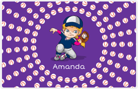 Thumbnail for Personalized Baseball Placemat XXXV - Purple Background - Blonde Girl -  View