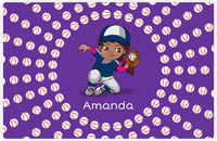Thumbnail for Personalized Baseball Placemat XXXV - Purple Background - Black Girl -  View