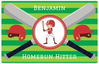 Thumbnail for Personalized Baseball Placemat XXXVI - Green Background - Redhead Boy -  View