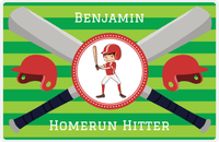 Thumbnail for Personalized Baseball Placemat XXXVI - Green Background - Black Hair Boy -  View