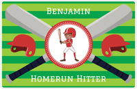 Thumbnail for Personalized Baseball Placemat XXXVI - Green Background - Black Boy -  View