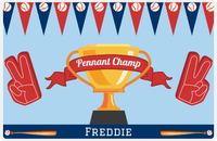 Thumbnail for Personalized Baseball Placemat XXXVII - Blue Background - Pennant Champ -  View