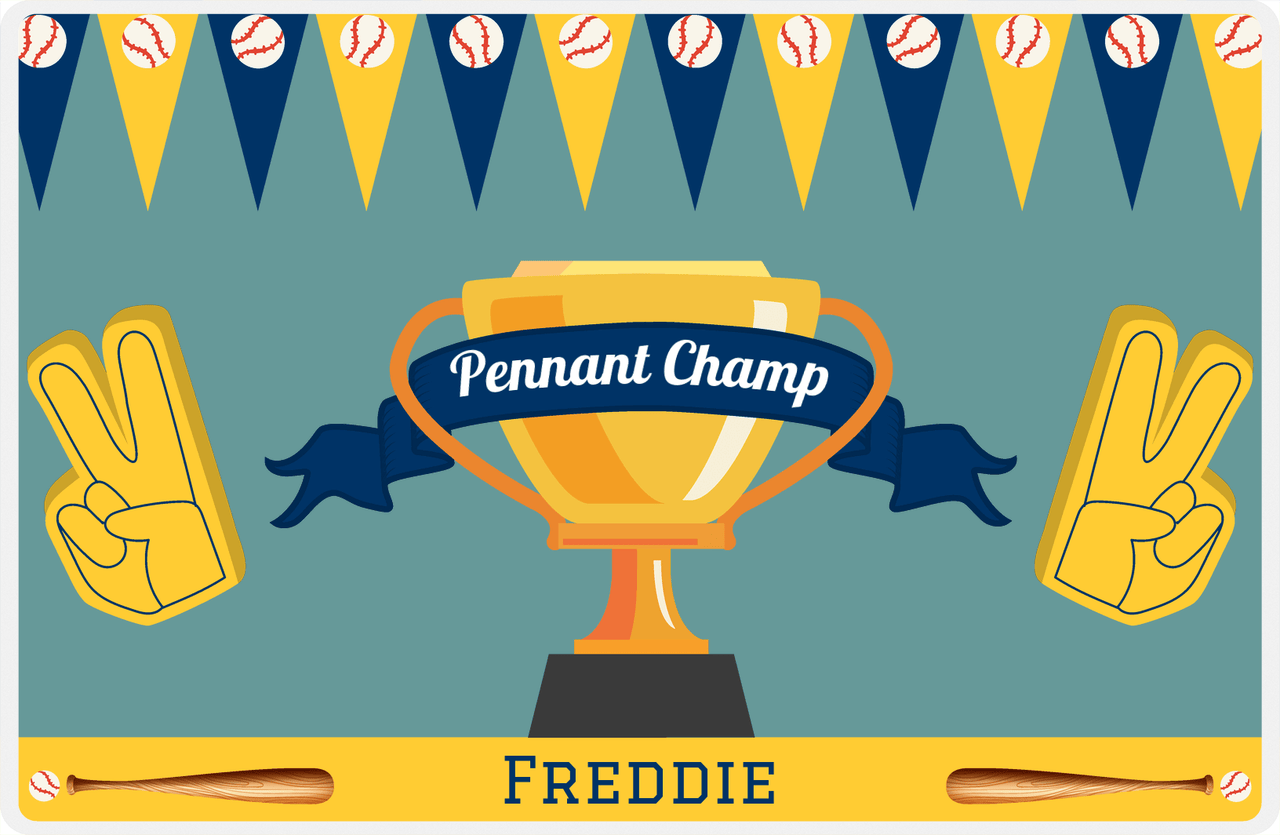 Personalized Baseball Placemat XXXVII - Patina Background - Pennant Champ -  View