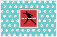 Thumbnail for Personalized Baseball Placemat XXXVIII - Teal Background - Silhouette III -  View