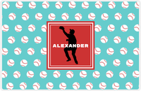 Thumbnail for Personalized Baseball Placemat XXXVIII - Teal Background - Silhouette IV -  View