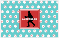 Thumbnail for Personalized Baseball Placemat XXXVIII - Teal Background - Silhouette V -  View