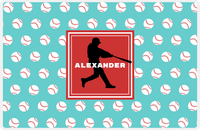 Thumbnail for Personalized Baseball Placemat XXXVIII - Teal Background - Silhouette VI -  View