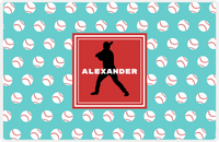 Thumbnail for Personalized Baseball Placemat XXXVIII - Teal Background - Silhouette VII -  View