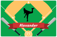 Thumbnail for Personalized Baseball Placemat XXXIX - Green Background - Silhouette I -  View
