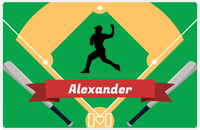 Thumbnail for Personalized Baseball Placemat XXXIX - Green Background - Silhouette II -  View