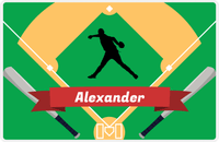 Thumbnail for Personalized Baseball Placemat XXXIX - Green Background - Silhouette III -  View