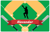 Thumbnail for Personalized Baseball Placemat XXXIX - Green Background - Silhouette IV -  View