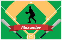 Thumbnail for Personalized Baseball Placemat XXXIX - Green Background - Silhouette V -  View