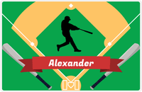 Thumbnail for Personalized Baseball Placemat XXXIX - Green Background - Silhouette VI -  View